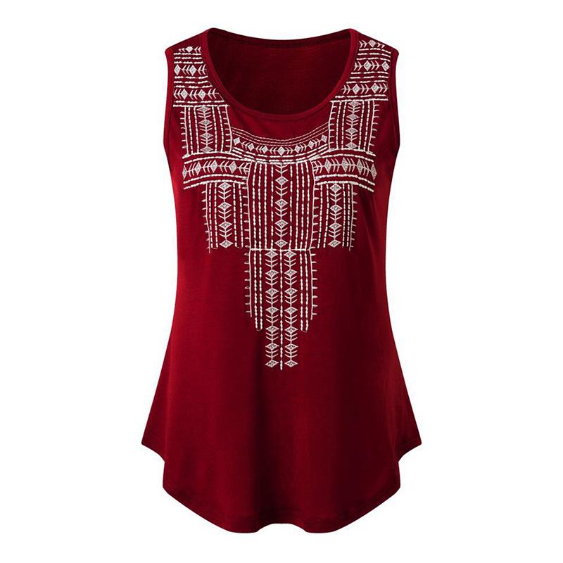 Sleeveless blouse for women, casual design with embroidery