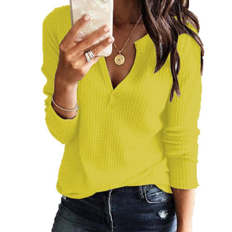 Women Fashion Sexy Loose V-Neck Long Sleeve Solid Color Blouse New Model Blouse Suitable For Summer And Autumn Season