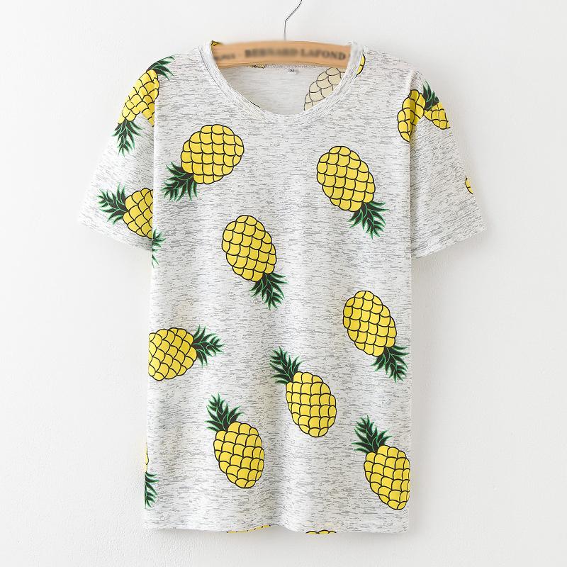 Women's Sexy Style Pineapple Print T-shirt Short Sleeve Tops Summer Casual Women's Clothing