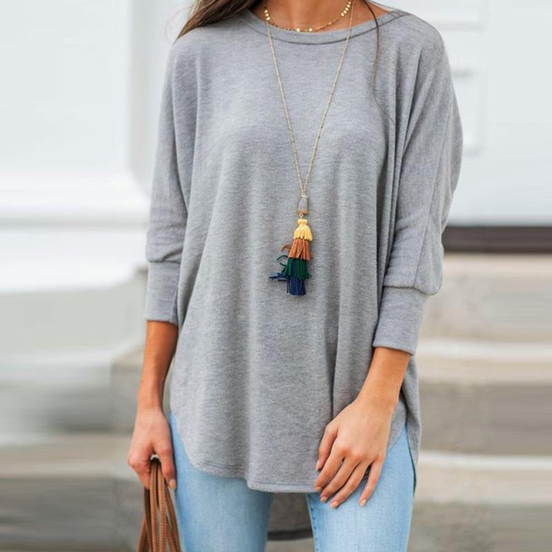 Irregular shape blouse for women, solid color, long sleeve blouse, suitable for leisure